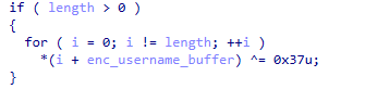 Image 8 is a screenshot of V3G4’s encrypting credentials with XOR key 0x37.
