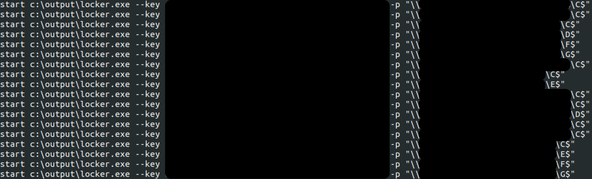 Text file displaying multiple lines of code, with some information redacted.